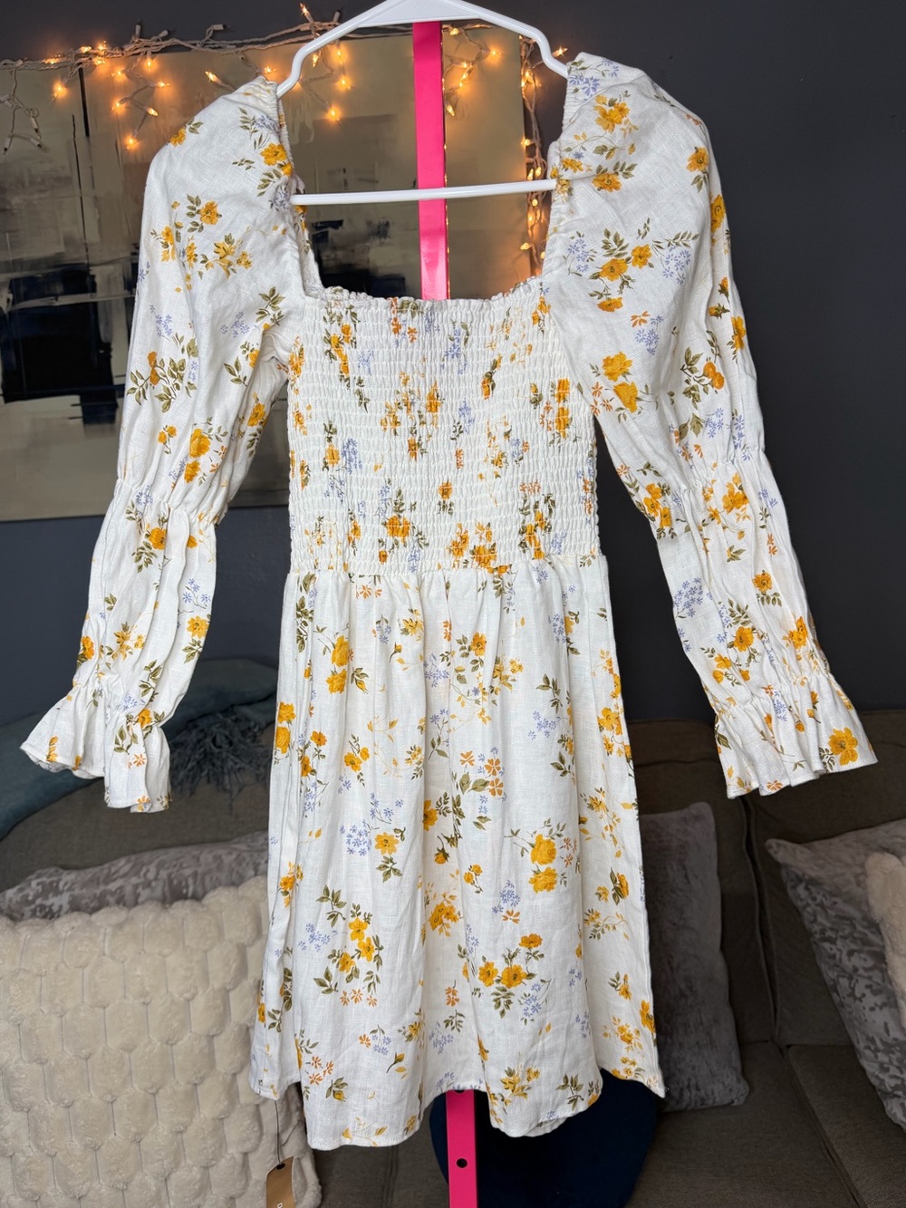 Reformation Zoya Linen Floral Mini Dress XS Cottagecore Puff Sleeve - Picture 6 of 6